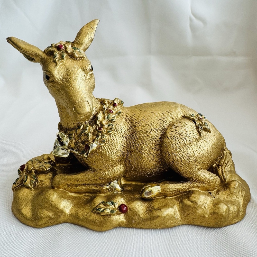 Vintage '96 Galt Interntl Gold Glitter Resin Reindeer – Tabletop Christmas Decor